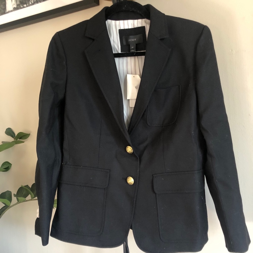 J. Crew Black Petite Rhodes Blazer in Italian Wool